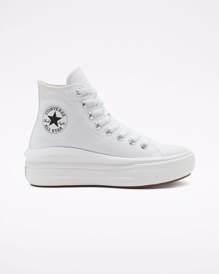 Zapatos Plataforma Converse Chuck Taylor All Star Move Altas Mujer Blancas Beige Blancas Negras | PE 0E5P4L